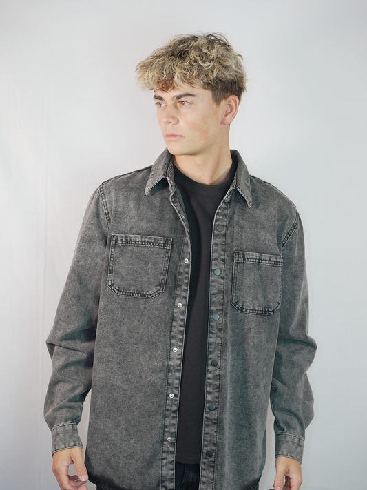 Jeansjacke (grau/schwarz) - CHAPTER